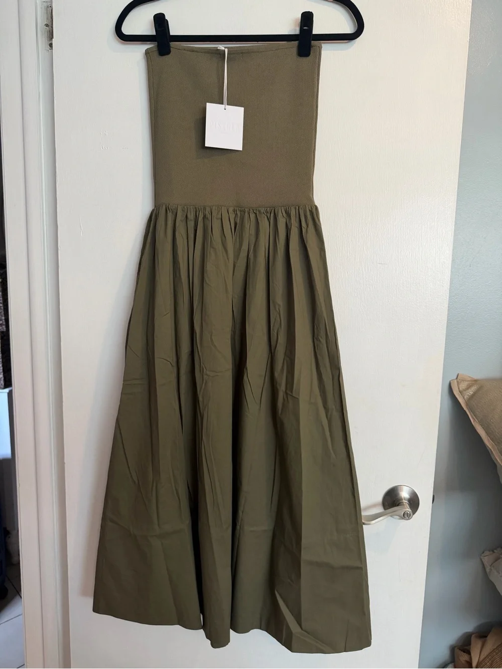 Pistola Mavo Tube Top Dress in Rich Olive, Small - Picture 4 of 6